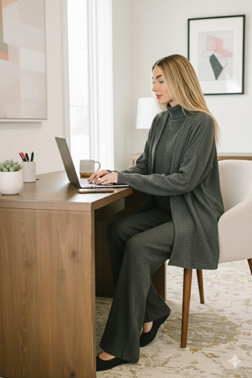 Signature Open Front Cardigan Set in Black at Curbside Boutique