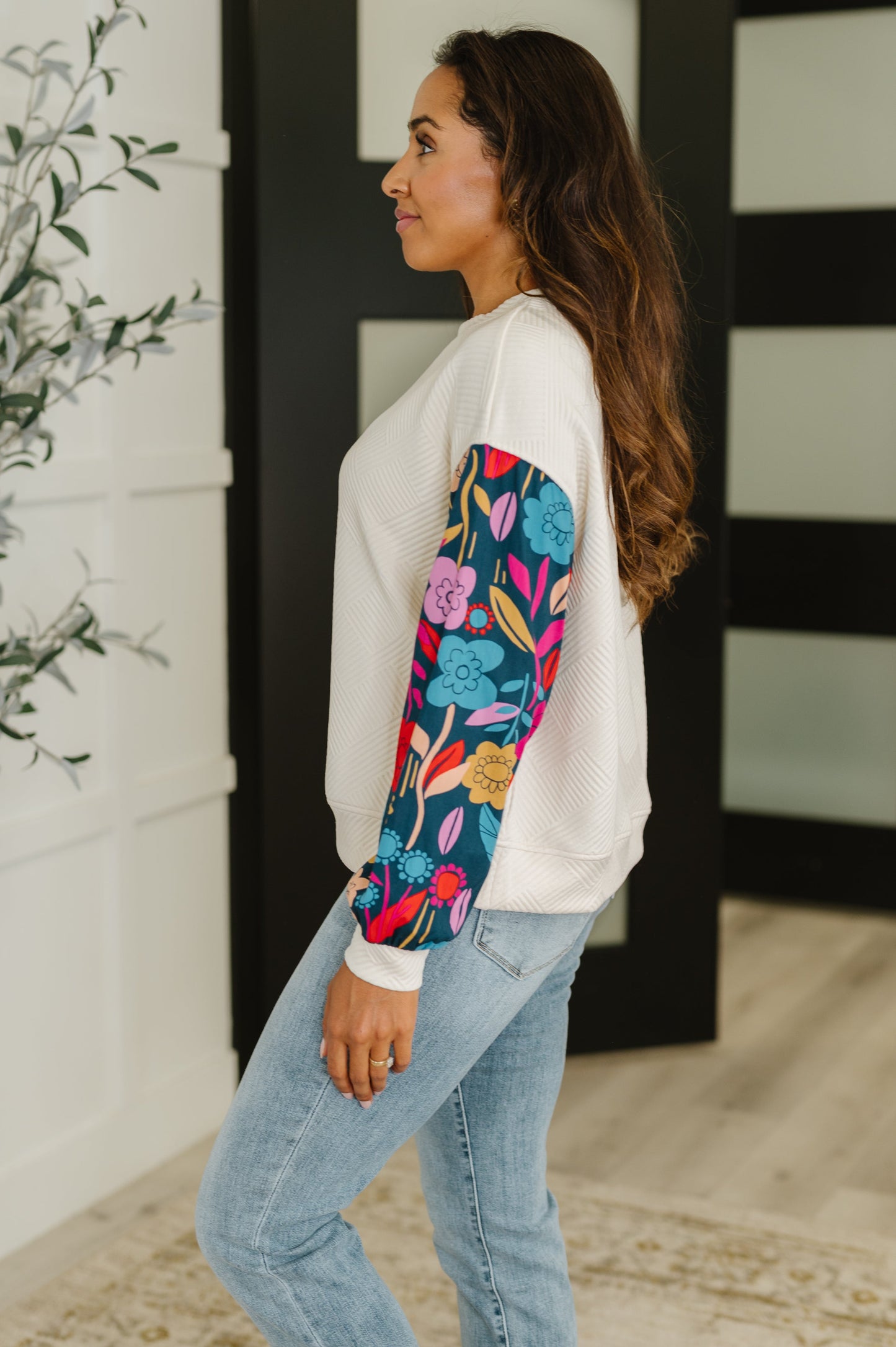 Sing a Melody Floral Sleeve Top at Curbside Boutique