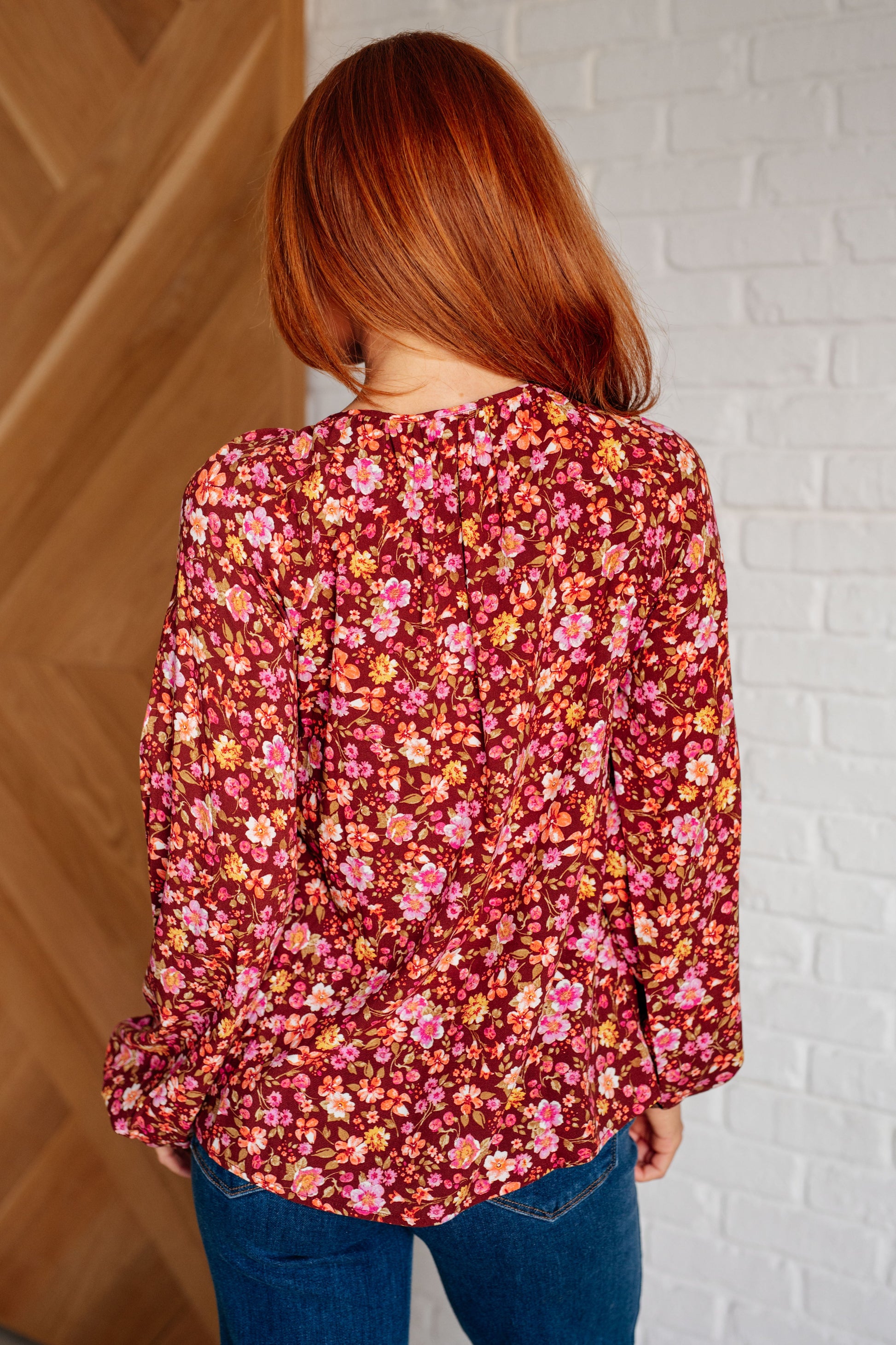 Sunday Brunch Blouse in Rust Floral by Curbside Boutique