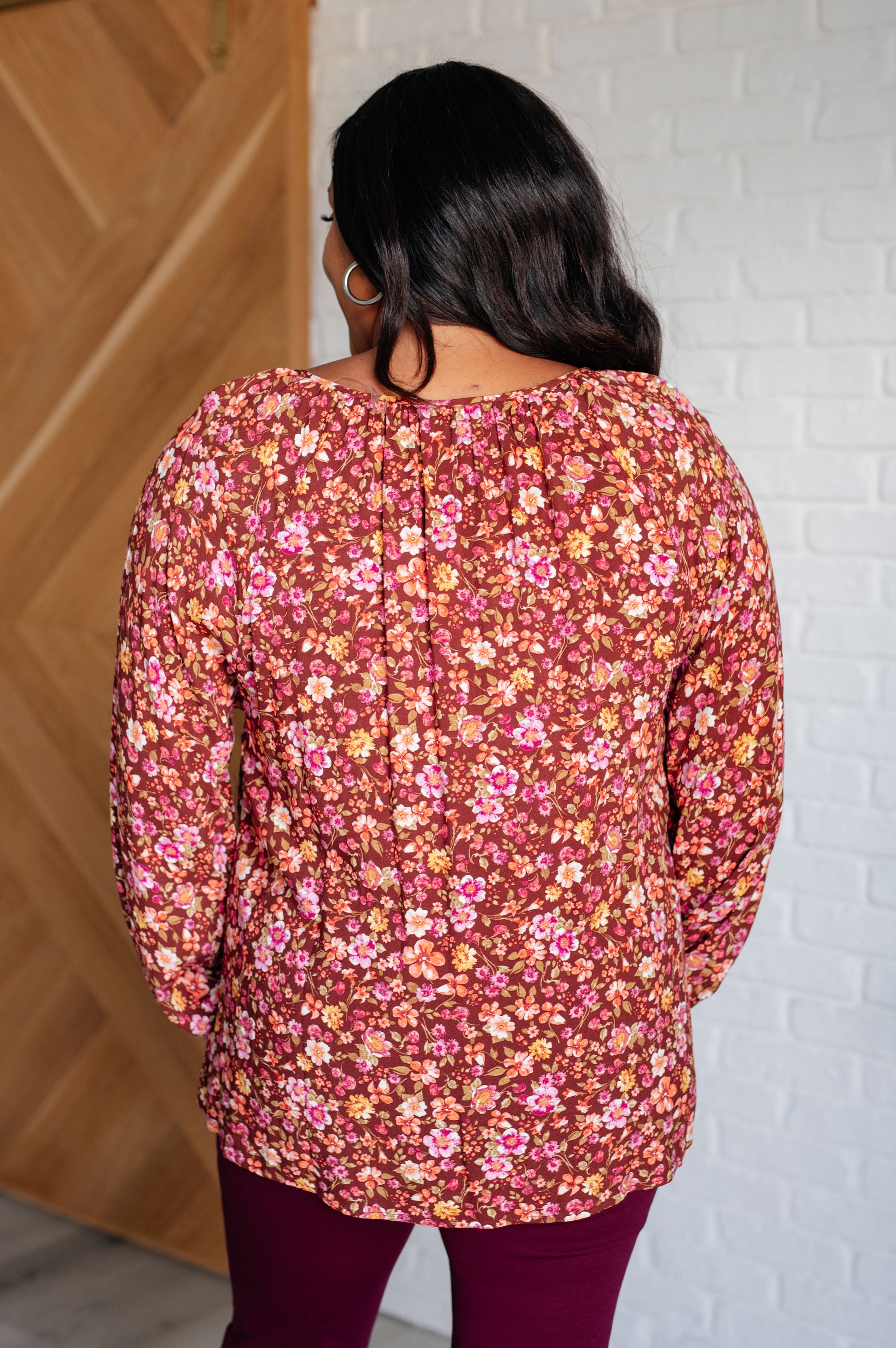 Sunday Brunch Blouse in Rust Floral by Curbside Boutique