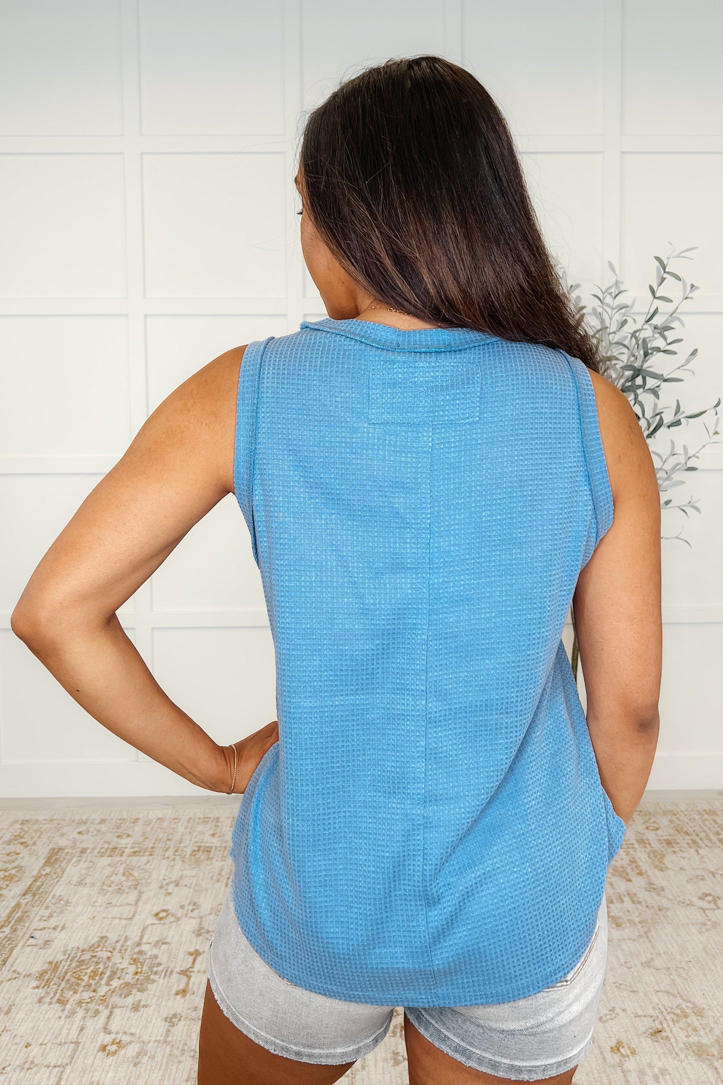 Thread Theory Round Neck Tank in Denim Blue at Curbside Boutique
