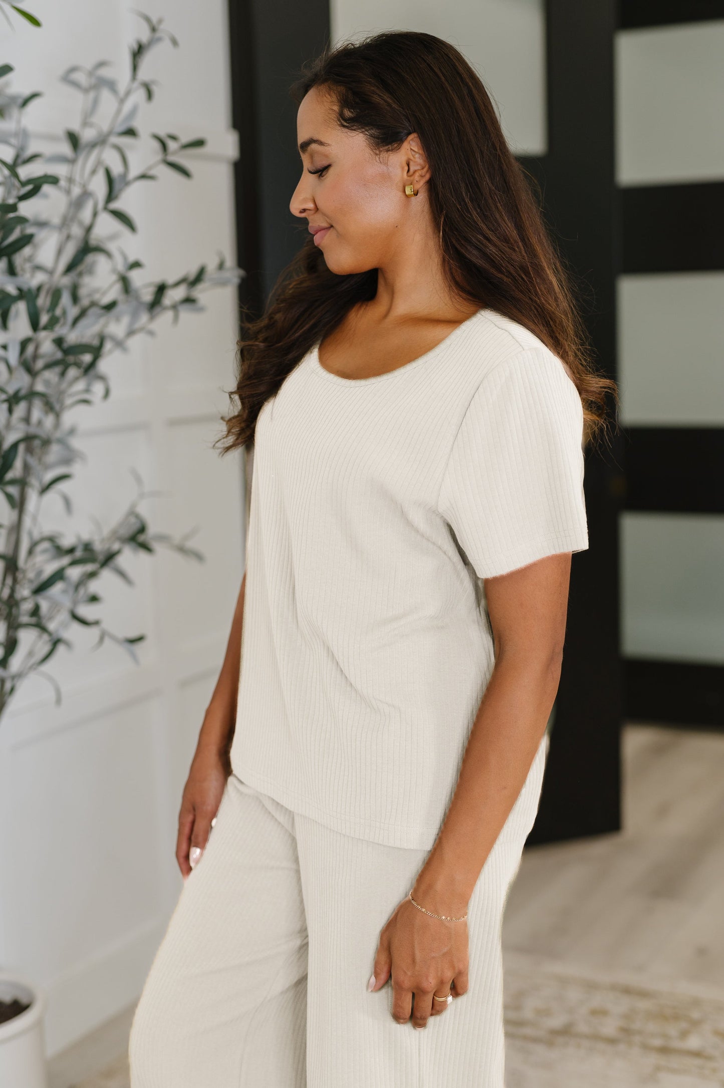 Thyme Boxy Tee in Cream at Curbside Boutique