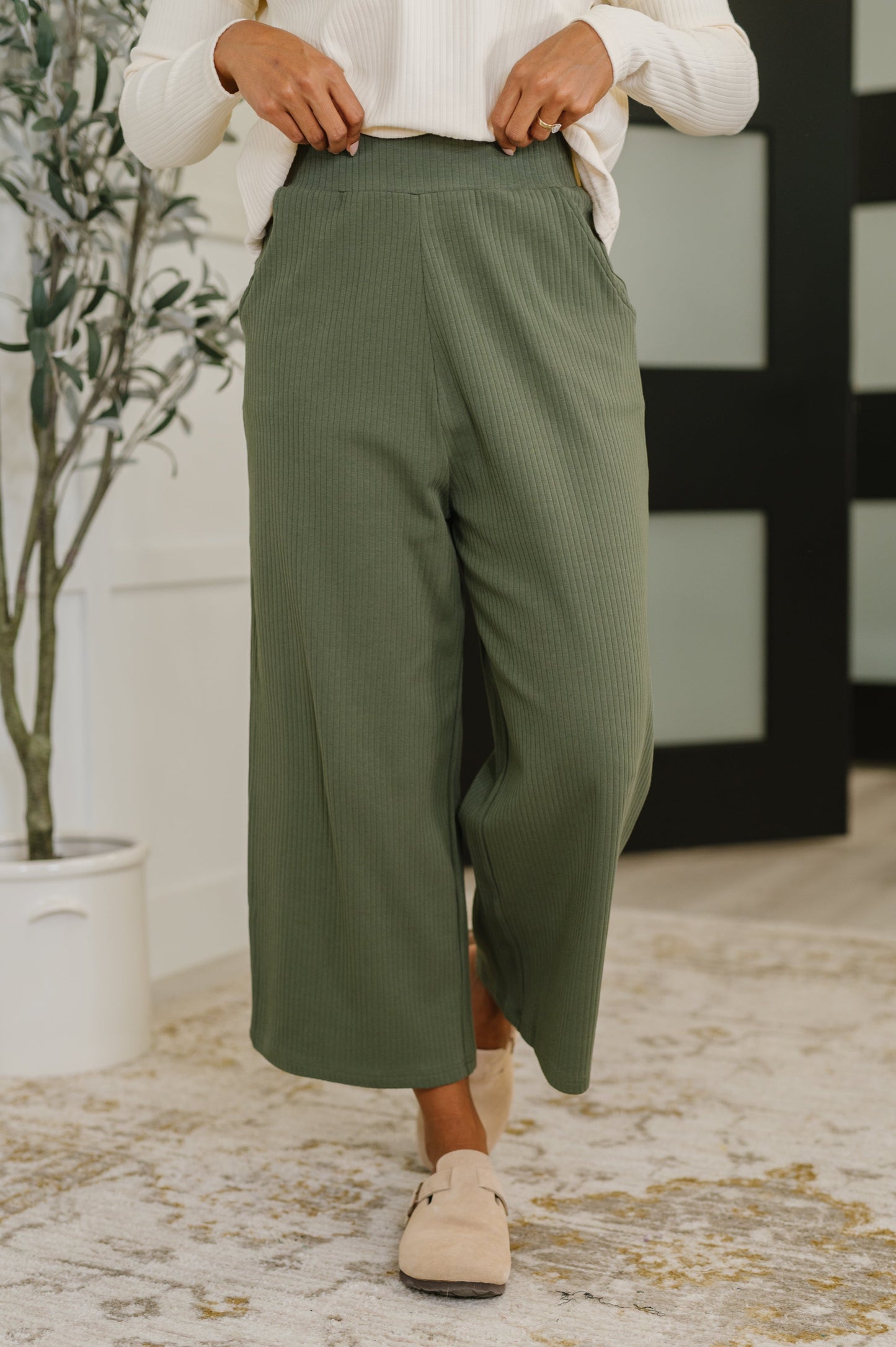 Thyme Culottes in Dusty Pine at Curbside Boutique