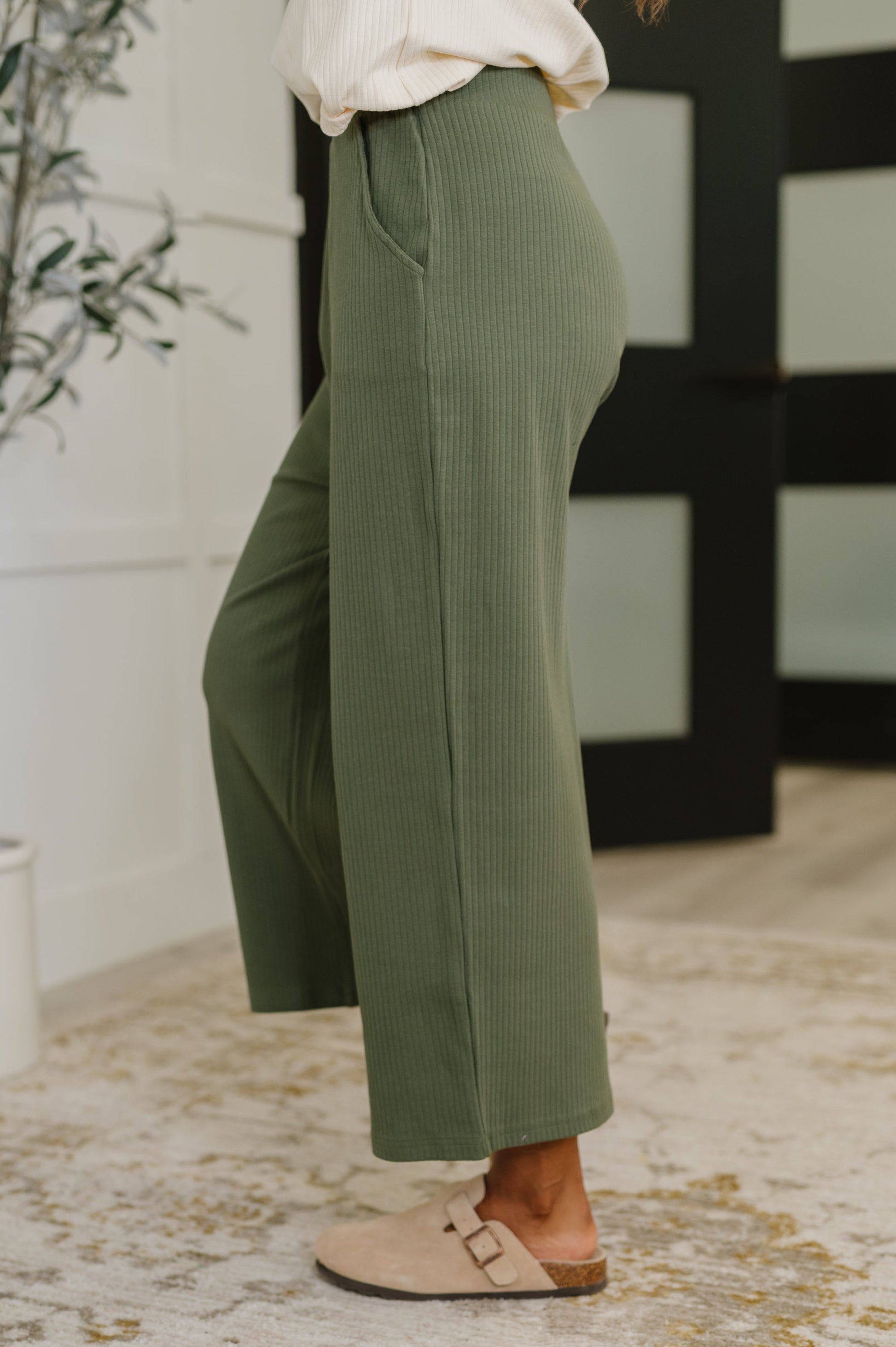 Thyme Culottes in Dusty Pine at Curbside Boutique