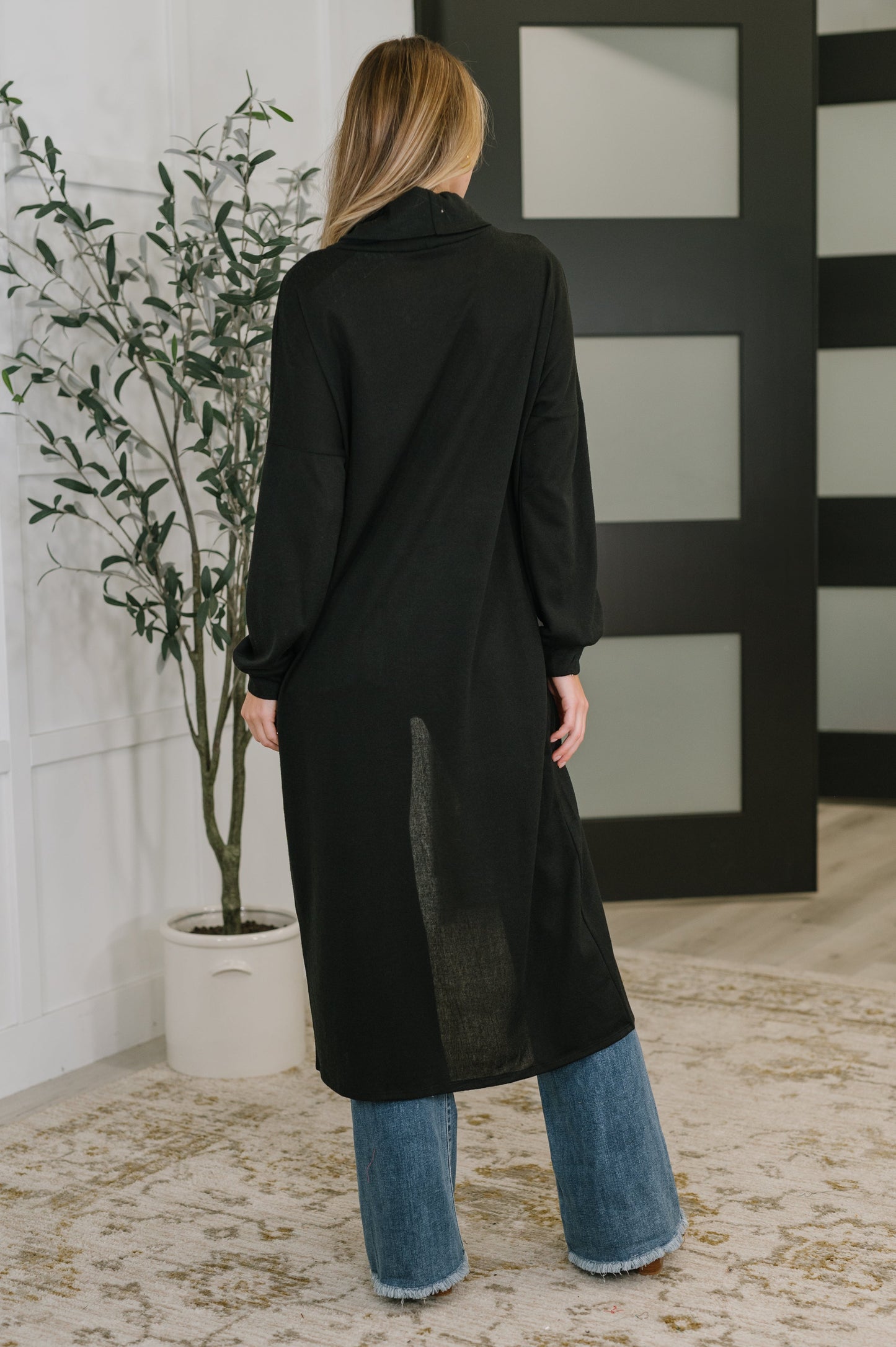 Travel City Scape Turtle Neck Tunic in Black at Curbside Boutique