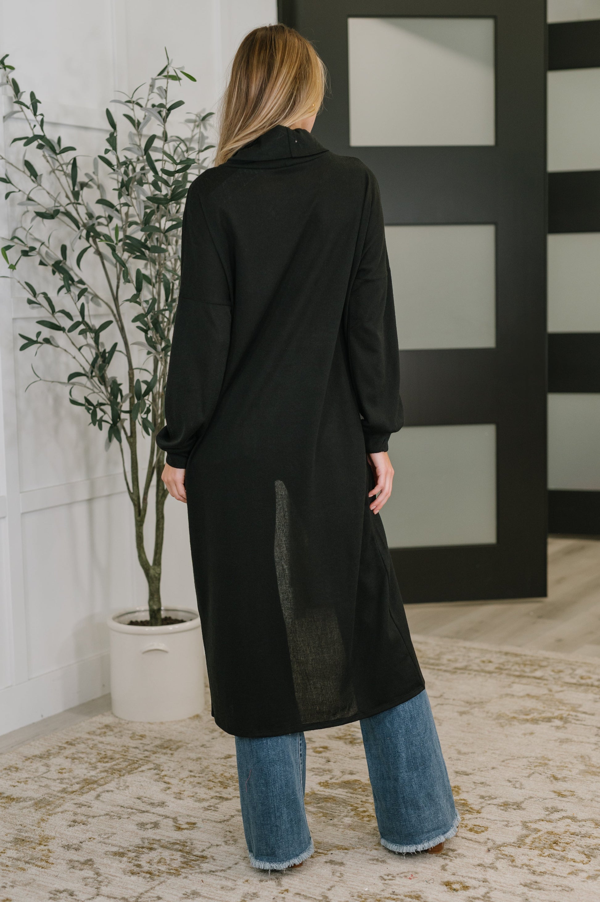 Travel City Scape Turtle Neck Tunic in Black at Curbside Boutique
