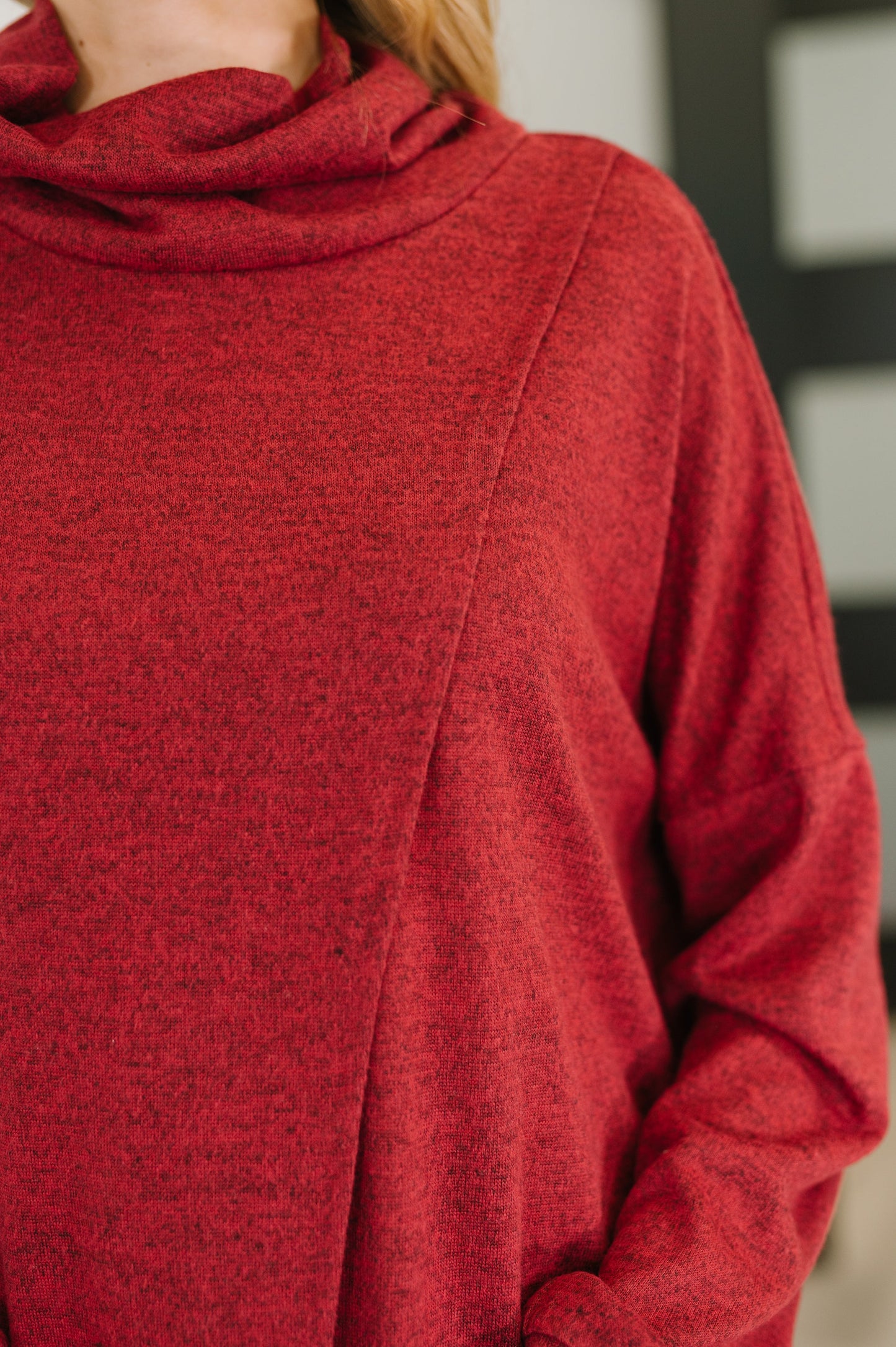 Travel City Scape Turtle Neck Tunic in Wine at Curbside Boutique