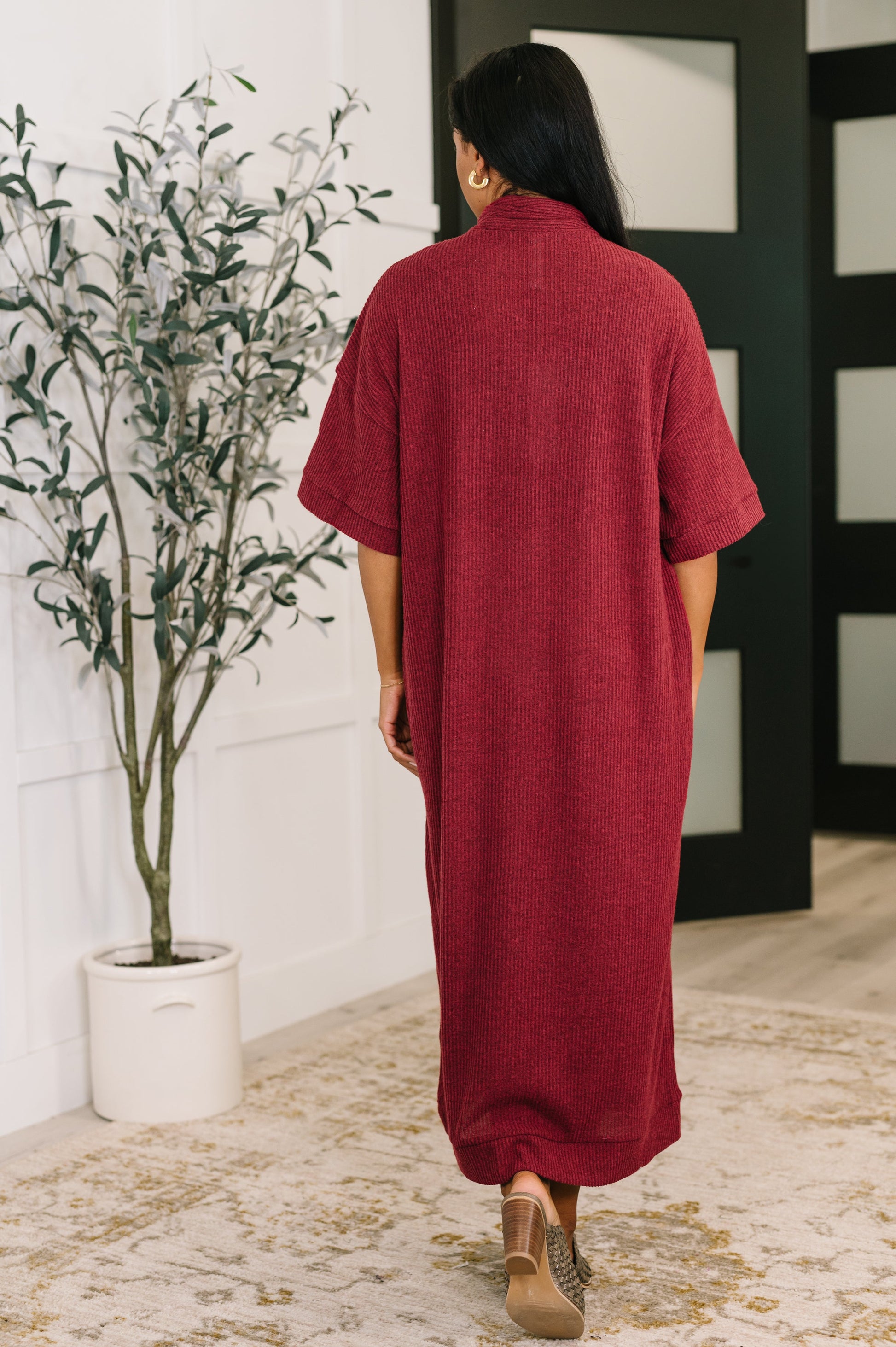 Travel Envy Ribbed Knit Dress in Wine XL Travel Envy Ribbed Knit Dress in Wine XL