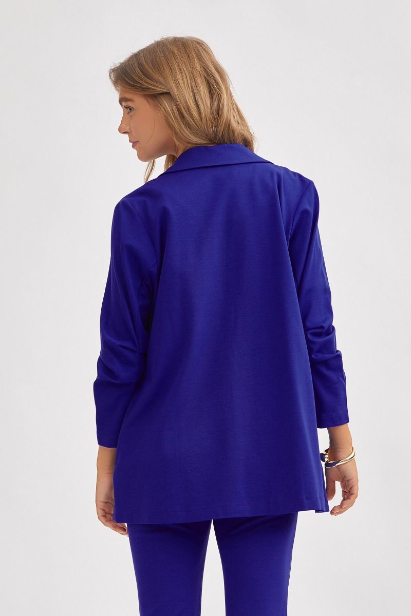 Dear Scarlett Magic 3/4 Sleeve Blazer at Curbside Boutique in blue