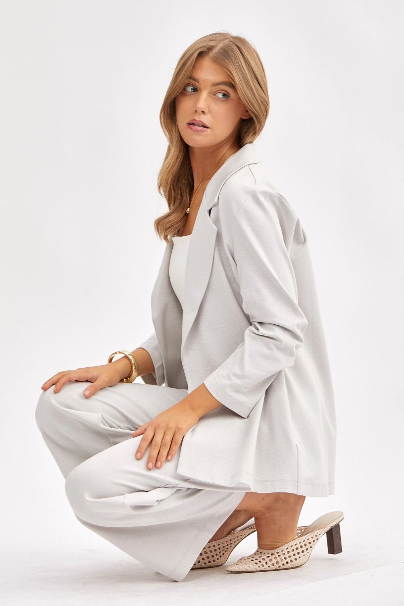 Dear Scarlett Magic 3/4 Sleeve Blazer at Curbside Boutique in grey