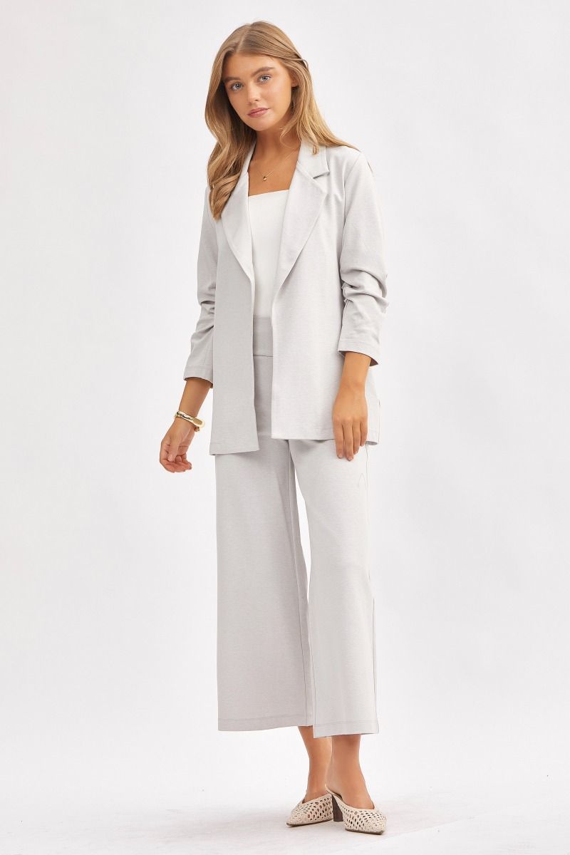 Dear Scarlett Magic 3/4 Sleeve Blazer at Curbside Boutique in gray