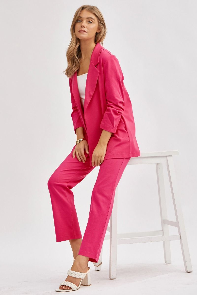 Dear Scarlett Magic 3/4 Sleeve Blazer at Curbside Boutique in pink